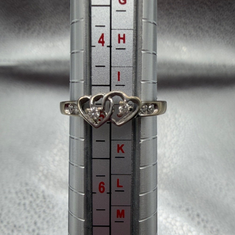 1/10 ctw Intertwined Twin Hearts Diamond Ring in 10K White Gold